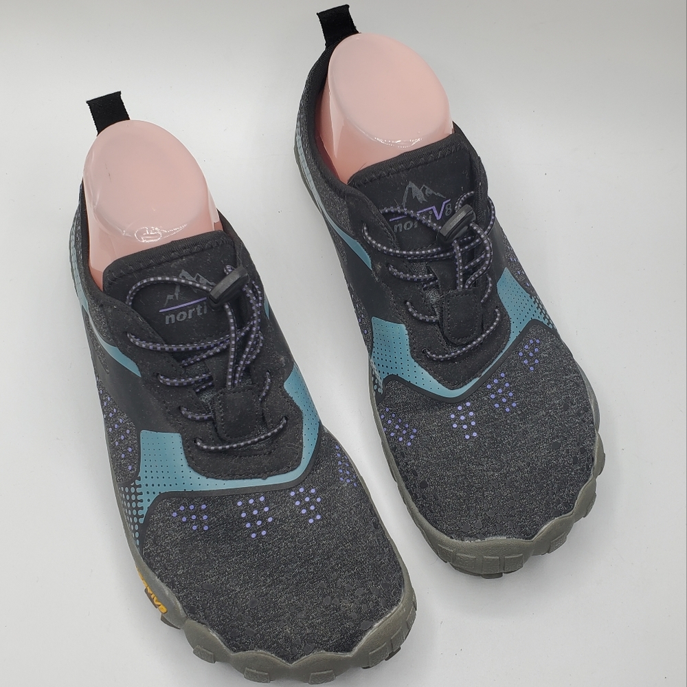 NORTIV8 Women’s Black & Teal Lightweight Athletic Sneakers - Picture 3 of 14